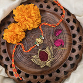 Vriksham RakshaBandhan Kundan Jadau Lakshmi Pendant Rakhi-Green White-G18968